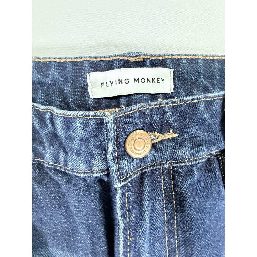 Flying Monkey Jeans Womens 29 High Rise Wide Leg Distressed Raw Hem Blue F4570D - Picture 8 of 9